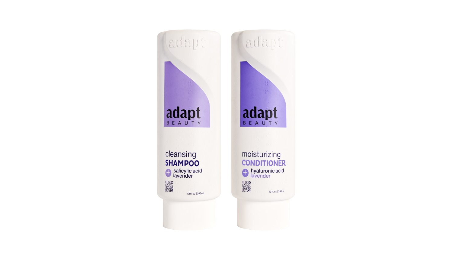 Adapt Beauty accessible shampoo and conditioner set with smart caps