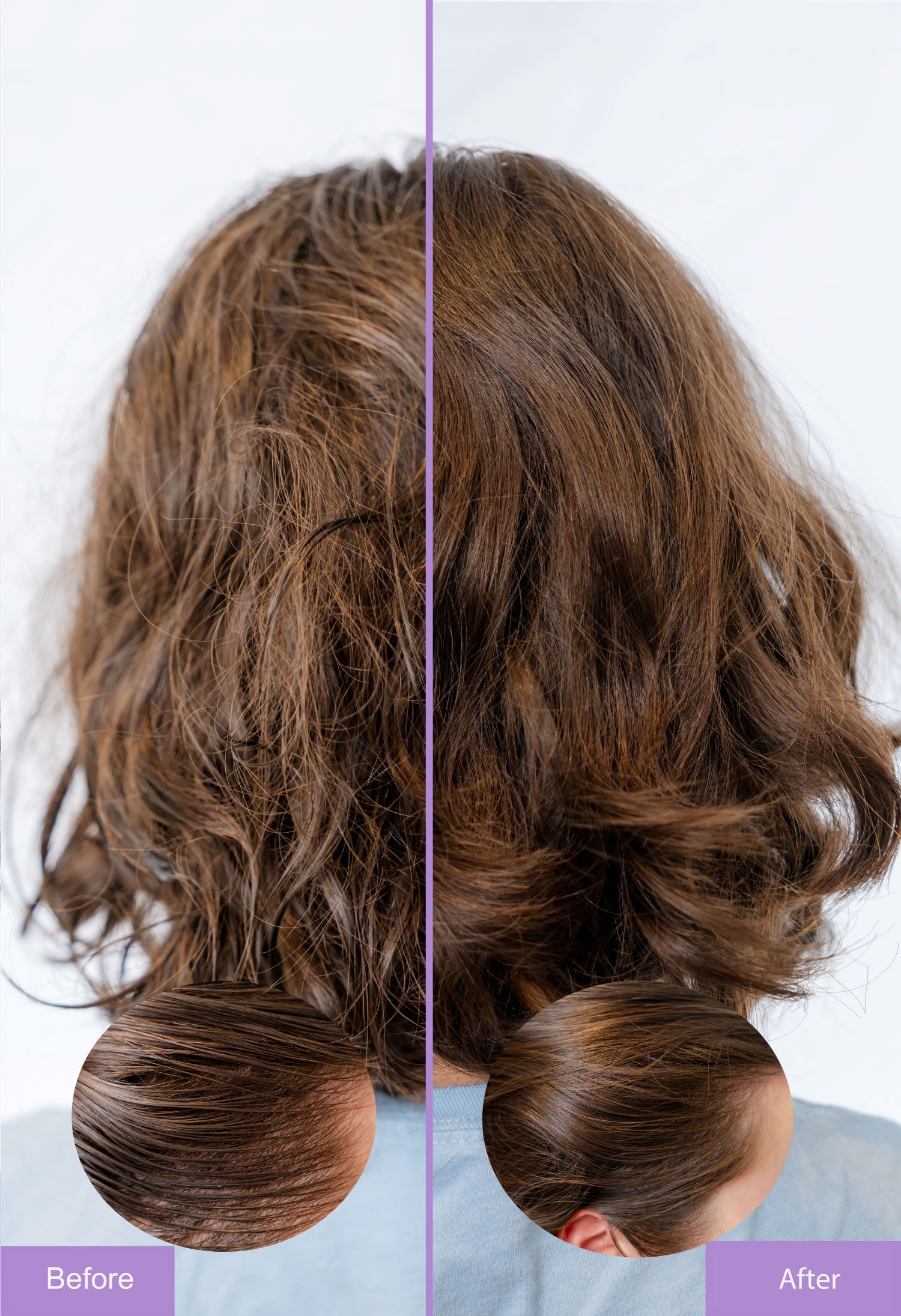 Before and after comparison for auburn hair